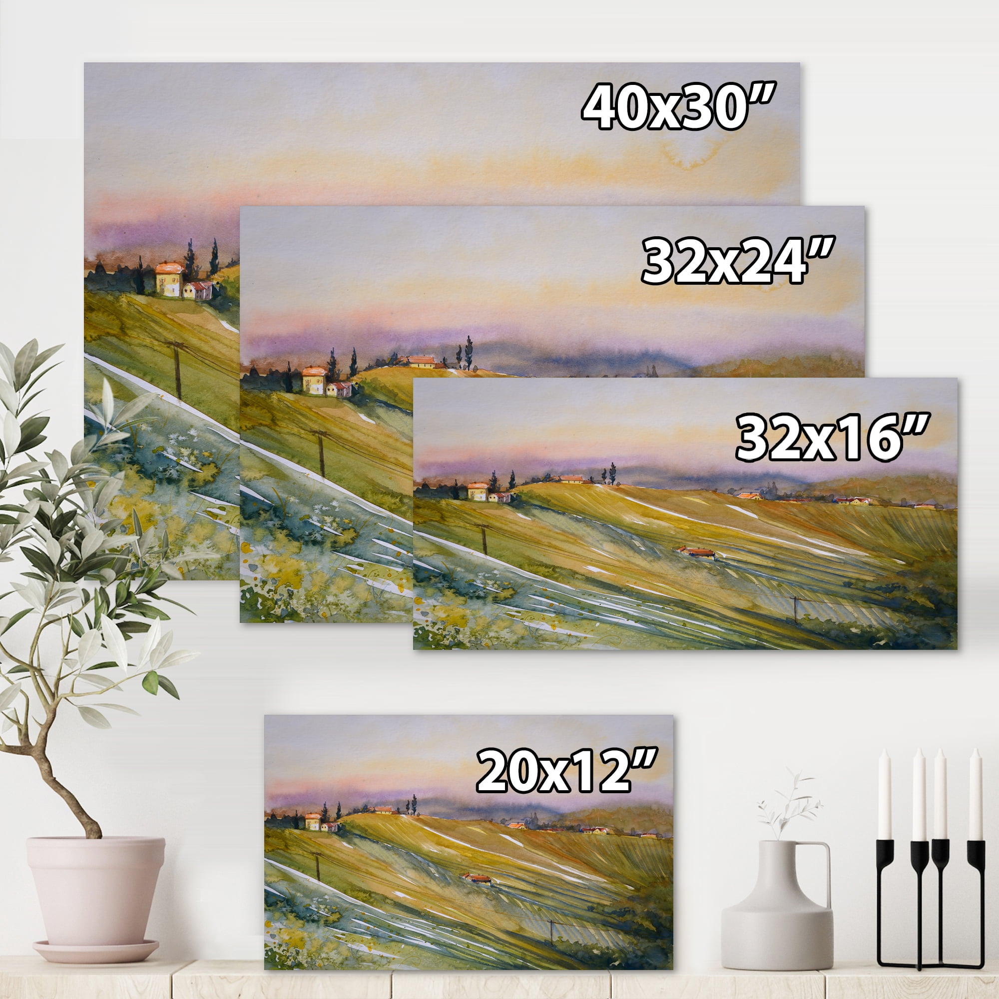 Designart ' Vineyard At Morning In Tuscany Italy ' Country Canvas Wall Art Print