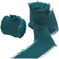 thumbnail image 1 of Zhuge Cintas para embalaje de cajas de regalo, cintas de gasa con bordes sin rematar rasgadas a mano, tiras de tela de seda (azul verdoso oscuro), 1 of 5