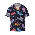thumbnail image 4 of Uemuo Cartoon Dinosaur Pattern Cotton Linen Short Sleeve Shirts,Casual Lightweight Button Down Shirts,Vacation Beach Summer Tops-3X-Large, 4 of 7