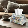 thumbnail image 4 of SEANATIVE Dragonfly Tissue Box Cover PU Leather Tissue Box Holder Rectangular Tissue Cover Flowers Tissue Paper Organizer for Bathroom Vanity Countertop Night Stands Desk Car Office 2 Pcs, 4 of 7