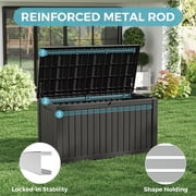 Bifanuo 150 Gallon Deck Box, Outdoor Storage Box, Large Waterproof Resin Indoor Storage Box with Built-in Steel Beams for Patio, Cushions, Pool Supplies