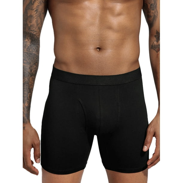 Bellella Men Boxer Brief Slim Leg Underpants Solid Color Underwear  Comfortable Elastic Waist Trucks Mens Shorts Black S 
