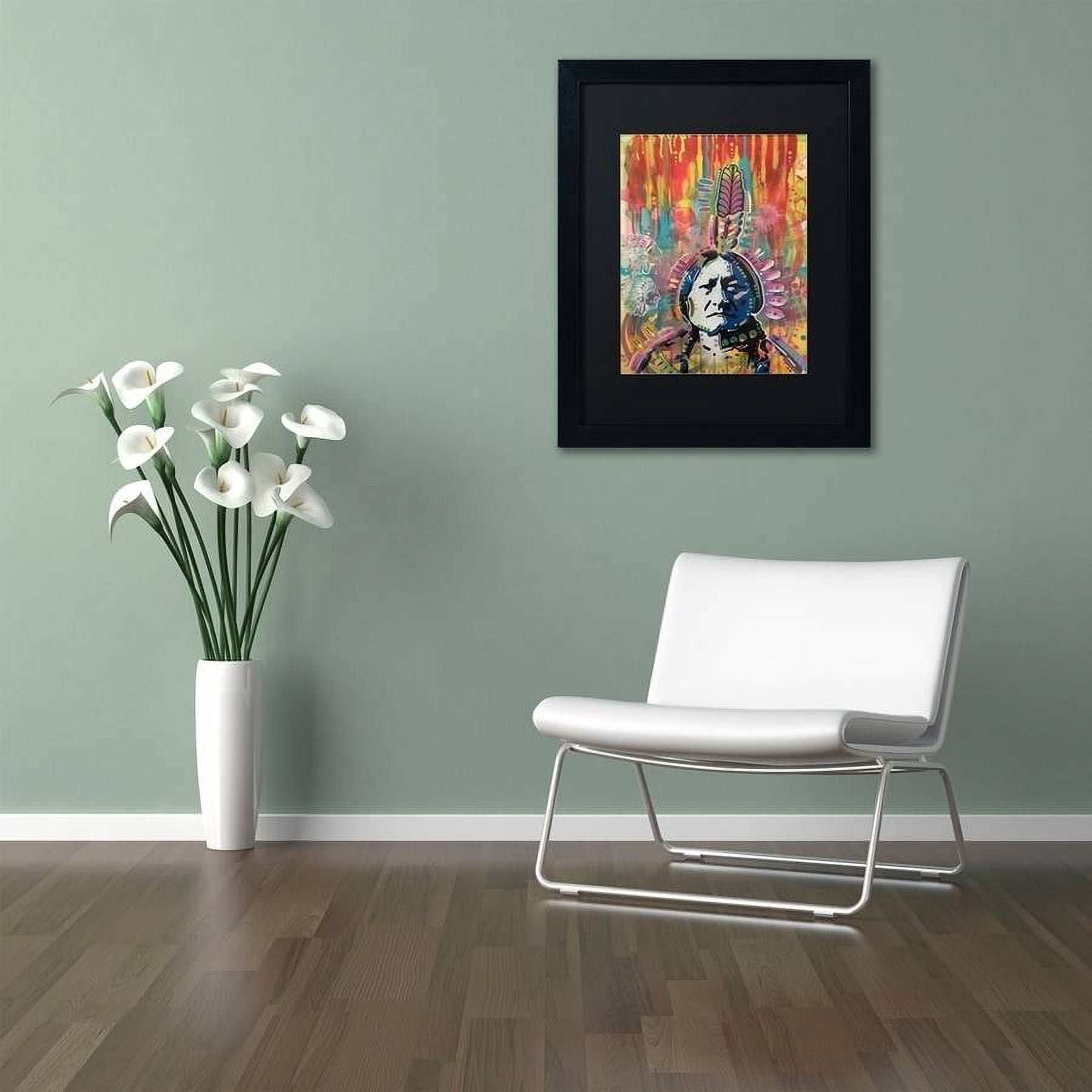 Trademark Fine Art "Sitting Bull 1" Canvas Art by Dean Russo, Black Matte, Black Frame