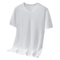thumbnail image 3 of Mens Casual Loose V Neck T Shirts Solid Color Loose Fit Casual Basic Tees Summer Soft Tops White Xl by Awwp, 3 of 6