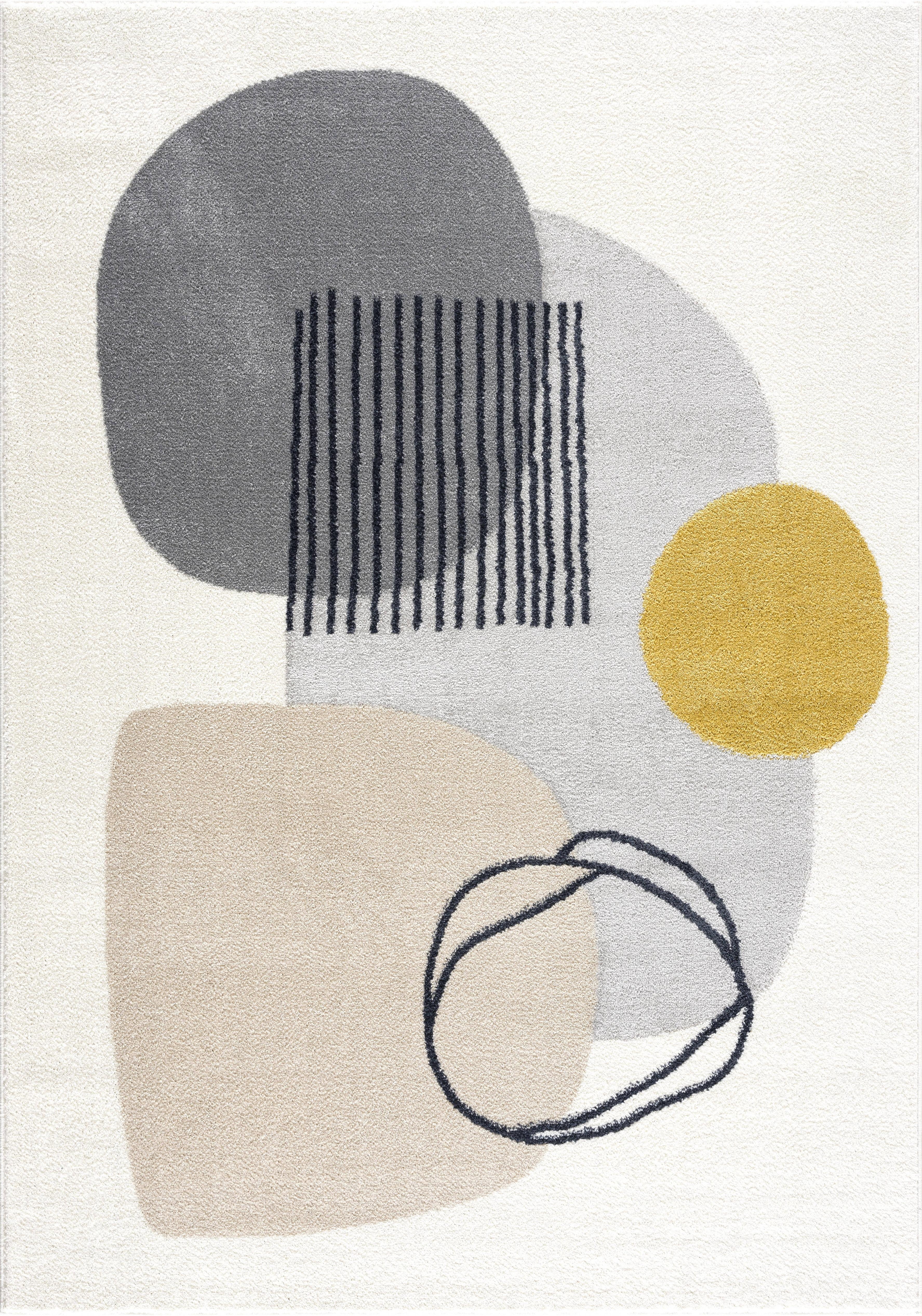 Abani Deco Collection Area Rug Mid Century Modern Bedroom Living Room Decor Floor Rug 8 x 10 Cream Grey