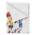 thumbnail image 2 of Sports Soft Flannel Fleece Throw Blanket, Children Playing Soccer Baseball Basketball Volleyball Golf Tennis Hobby Theme, Cozy Plush for Indoor and Outdoor Use, 60" x 80", Multicolor, by Ambesonne, 2 of 5