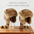 thumbnail image 4 of Winter Cute Raccoon Plush Hats, Windproof Hooded, Furry with Tail,for Woman(2pcs,s), 4 of 7