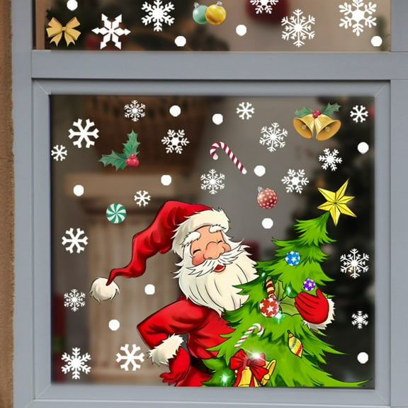 3PCS Christmas Window Clings Stickers for Glass, Xmas Decals Decorations Holiday Decals for Party