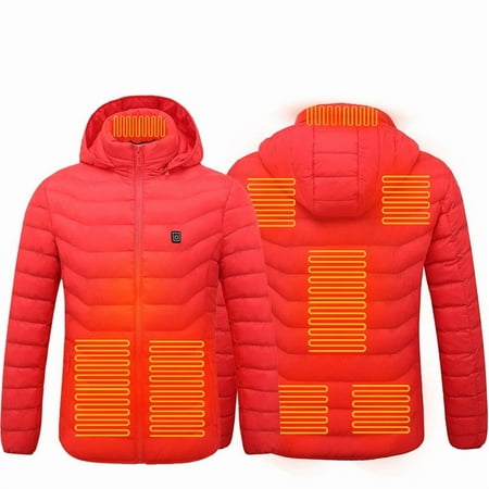 Men s Heated Jacket with 4/8 Zone Smart Control 3 Heat Levels USB Powered Lightweight Water-Resistant Machine Washable (S-M Battery Not Included)