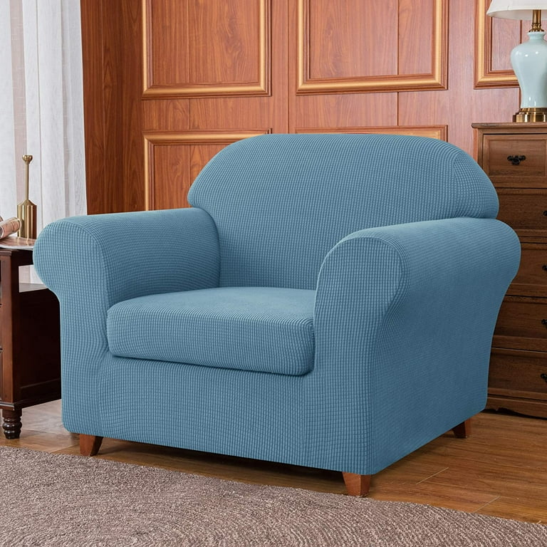 【新品】O&E STRETCH COVER DENIM Subrtex Loveseat Slipcover, Denim Blue, Stretch Textured