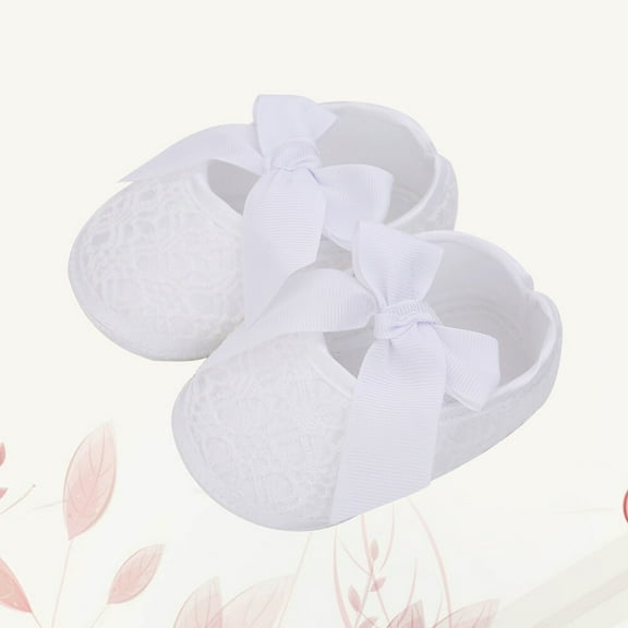 DINHEAROM White Baby Shoes Round Toe 1 Pair