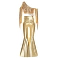 thumbnail image 4 of iiniim Girls Sparkly Dance Outfits Sequin Crop Top and Metallic Flare Pants Kids Hip Hop Disco Gold 16, 4 of 7