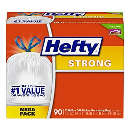 Hefty Strong Tall Kitchen Trash Bags Unscented 13 Gallon 90 Count Hefty Strong Tall Kitchen Trash Bags Unscented 13 Gallon 90 Count
