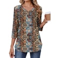 thumbnail image 3 of Fantaslook 3/4 Length Sleeve Womens Tops Dressy Casual Boho Blouses V Neck Pleated Tunic Tops Work Shirts, 3 of 8