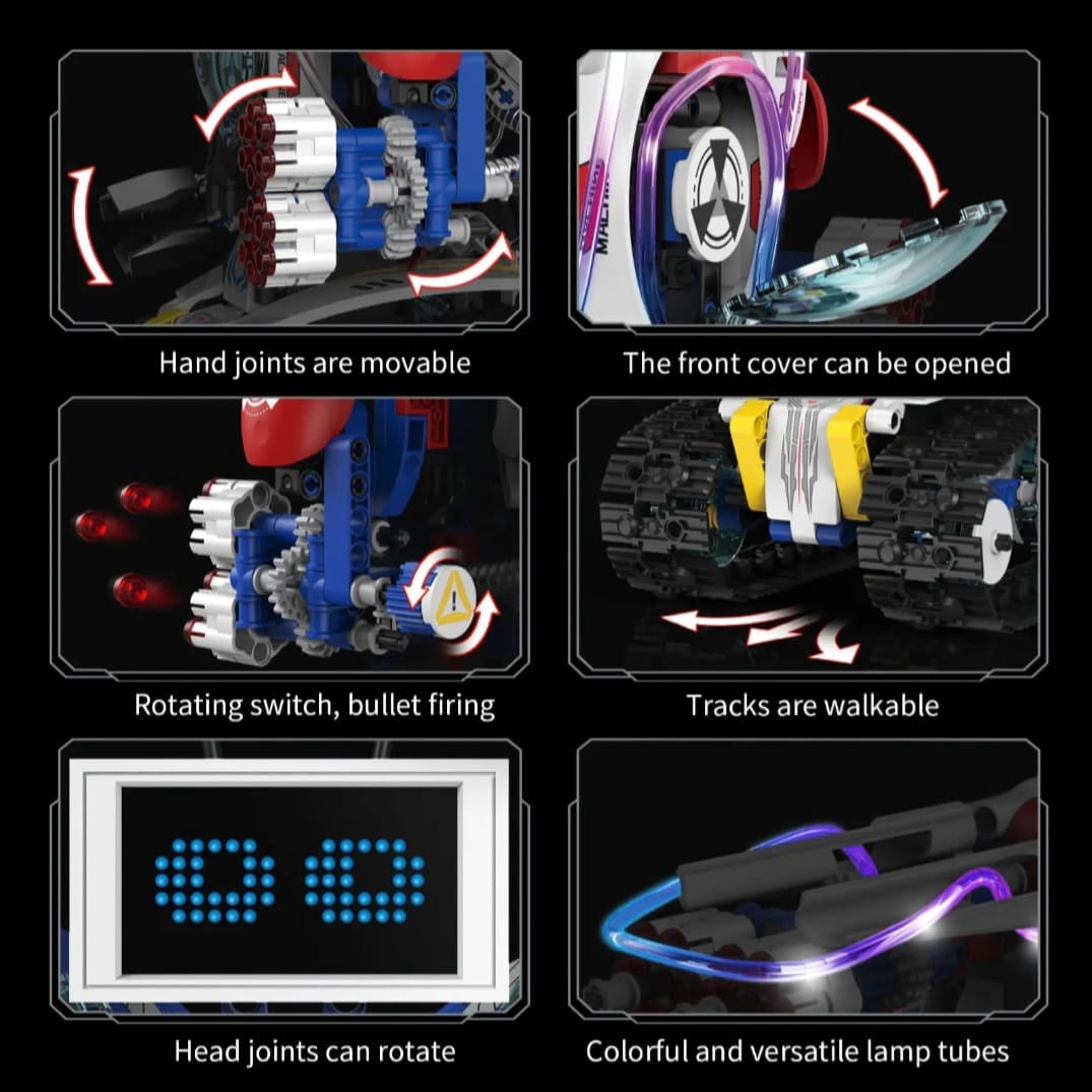 ROBOTS PRO 5-in-1 Transforming Robot Building Kit K96164 with App and 2.4GHz Remote Control for Coding Learning