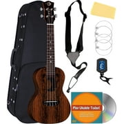 Luna Crescent Caidie Concert Ukulele Bundle with Hard Case, Strap, Tuner, Strings, Austin Bazaar Instructional DVD, and Polishing Cloth