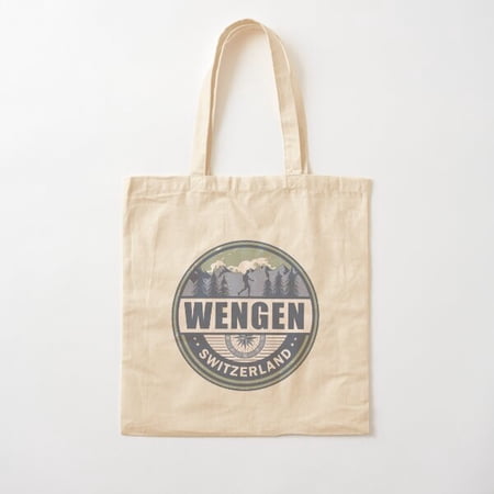 Tote Bag Wengen Switzerland Swiss Alps Vintage Hiking Design Style 002 Canvas Tote Bags, Reusable Shopping Bag