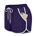 thumbnail image 1 of Pantalones cortos atléticos de cintura elástica con cordón de doble capa para mujer con bolsillos, Púrpura-S BANYUO Electrónica, 1 of 4