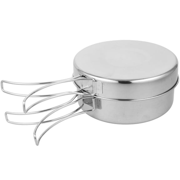 SOPOTUTU Lightweight Stainless Steel Camping Cookware Set, Outdoor Hiking Pot and Pan for Travel and Cooking, 1 Set