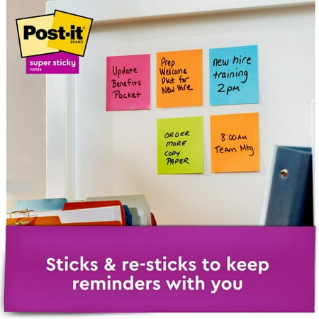 Post-it® Super Sticky Dispenser Notes, 3 in x 3 in, Energy Boost Collection, 6 Pads/Pack