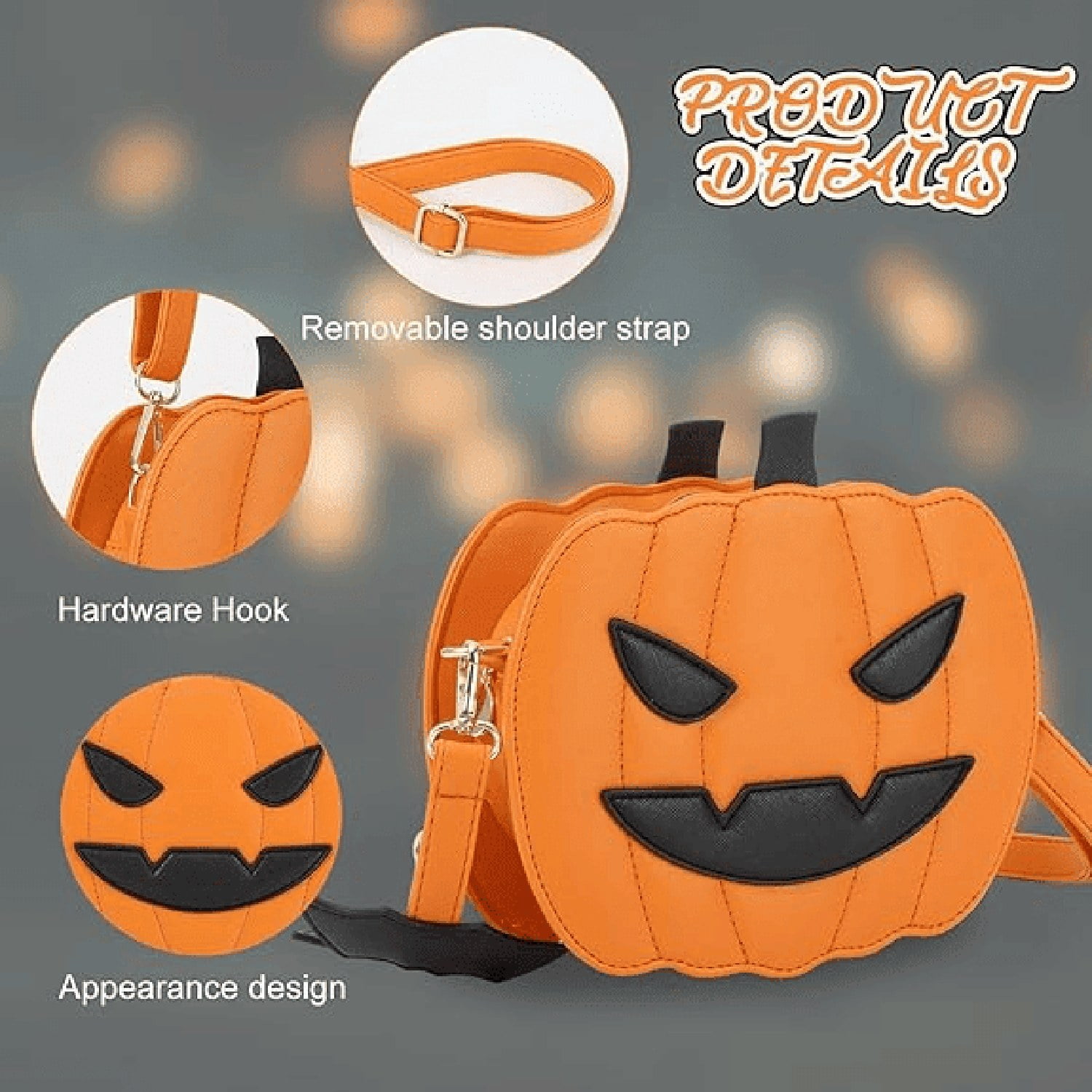 Halloween Pumpkin Crossbody Bag PU Leather Shoulder Purse for Women