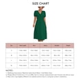 thumbnail image 6 of Green V-Neck Twist Knot Dress with Short Puff Sleeves - Loose Casual Style for Everyday Wear, Size XL, 6 of 6