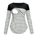 thumbnail image 1 of Hauts d'Allaitement de Maternité pour Femmes à Manches Longues, T-Shirt d'Allaitement Rayé, 1 of 9