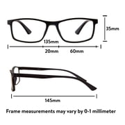 Equate Men's Jackson Rectangular Reading Glasses with Case, Matte Black, +1.25