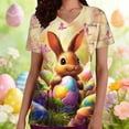 thumbnail image 6 of Fmbrln Easter Scrubs Tops for Women Short Sleeve V Neck Cute Bunny Egg Graphic Print Nursing Scrubs Casual Loose Holiday Work Uniform with Pockets, 6 of 6