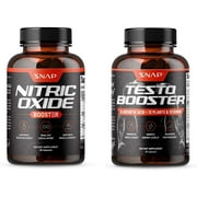 Snap Men's Testosterone   Nitric Oxide No2 Booster Supplements Bundle - Pre Workout, Muscle Builder, Energy & Libido Boost - (60 60 Capsules)