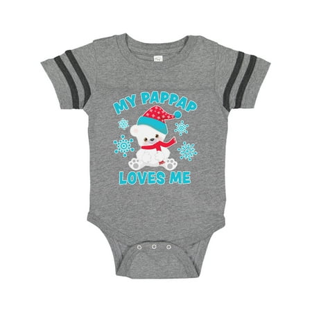 

Inktastic Polar Bear My Pappap Loves Me in Santa Hat with Snowflakes Gift Baby Boy or Baby Girl Bodysuit