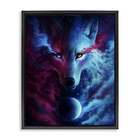Stupell Industries Contemporary Ombre Wolf & Clouds Black Floating Frame Canvas Art, 17 x 21, by Jonas Jodicke