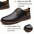 thumbnail image 2 of Men's Casual Loafers Business Leather Office Comfortable Wear Walking Handmade Design Simple Work Shoes Brown 12.5 US, 2 of 7