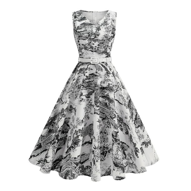 Vestido de Impresión Vintage de las Mujeres, Moda de Verano sin Mangas Maxi para la Fiesta de la Noche Y el Vestido Casual, Sexy Estilo Resort Largo Vestido