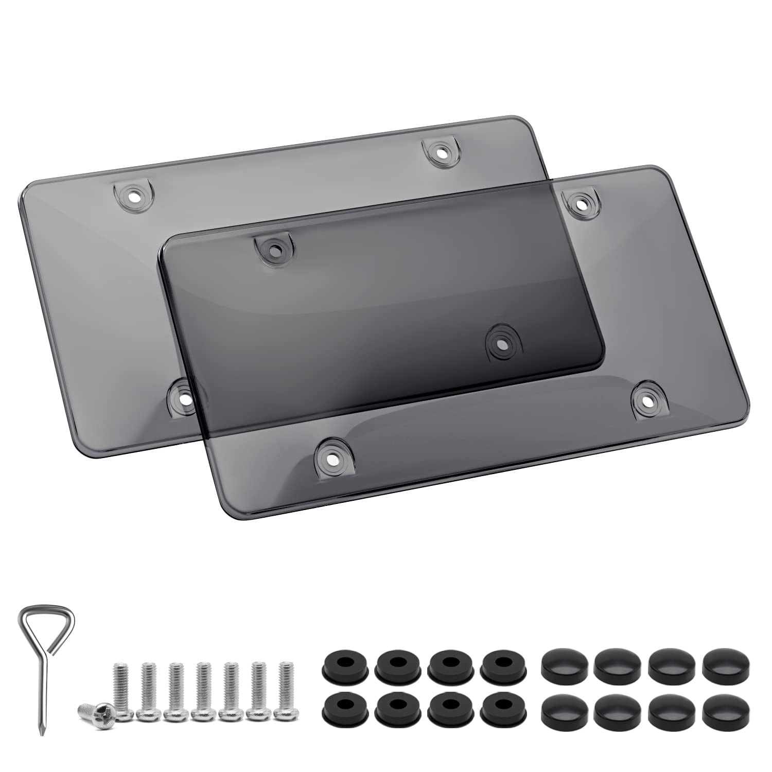 OKLPF 2 Pack Tinted License Plate Cover/Smoked Black Plastic License