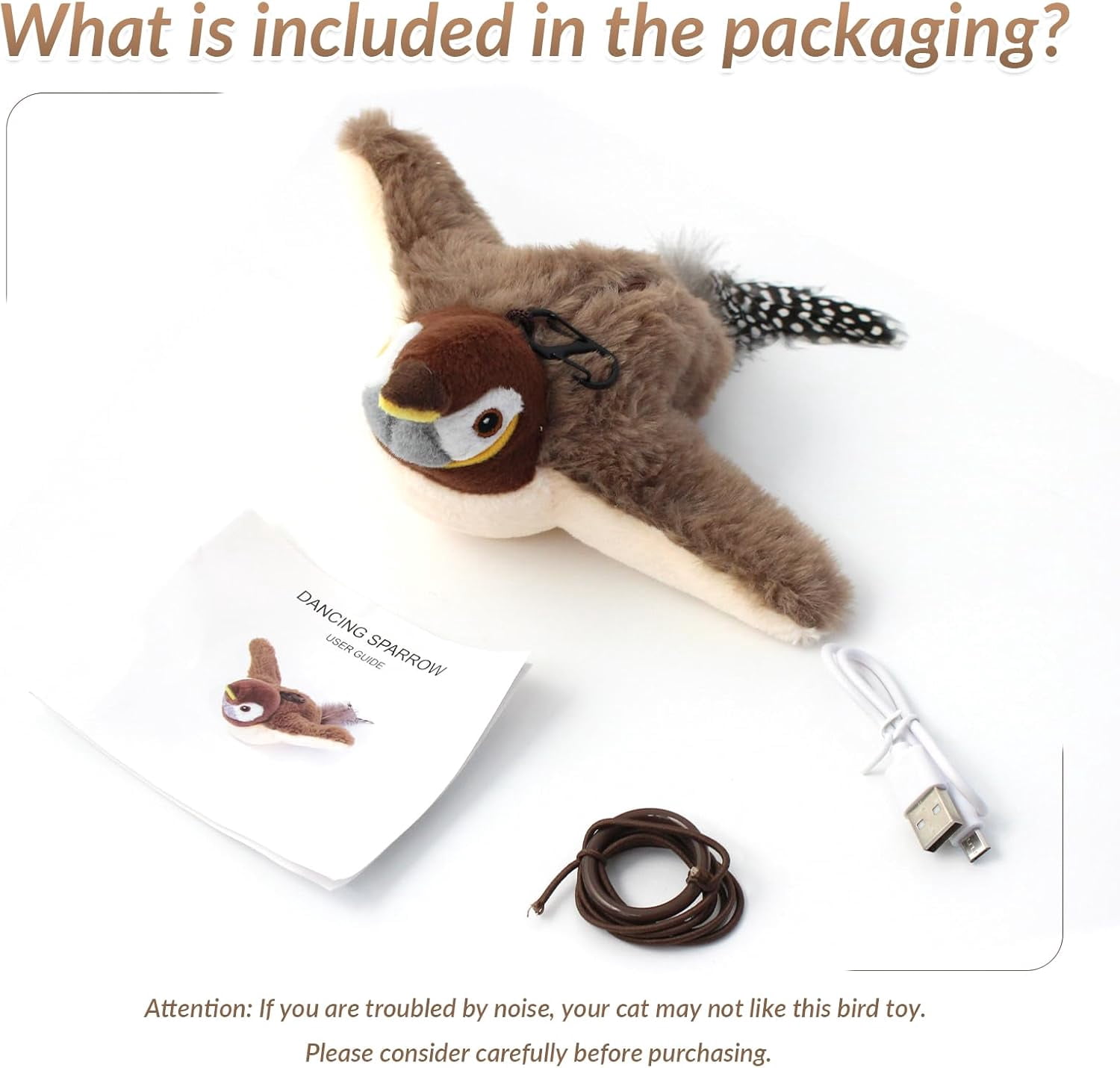 Bird Cat Toys with Flapping Wings, 2025 New Flying Birds Cats Toy, Flying Simulation Electric Sparrow Shaking Hunting Pet Toy for Indoor