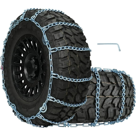 QG2228CAM Snow Chains for Car Pickup Trucks SUV,Universal Emergency Tire Traction Chain,Anti-Skid Thickening Tire Chains Width 225 235 245 255 265 275 285 295(15" 16" 17" 18" 19" 20")- Set of 2