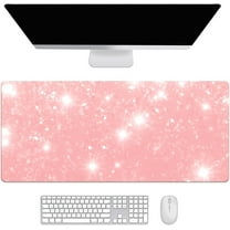 Pink Shiny Rose Gold Desk Mat, Desk Accessory, Cute Workspace, Trendy Workspace, Trendy, 35.4x15.7in Large Gaming Mouse Pad, Cute Desk Topper, Pretty Desk Pad