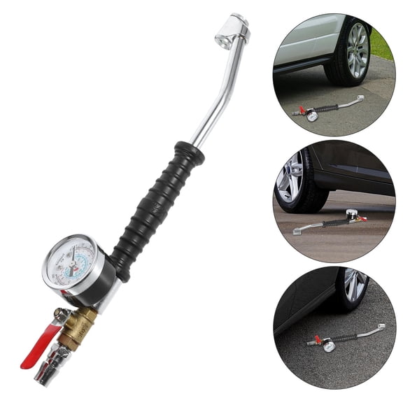HEATSHAKING Portable Multi Color Tire Inflator Gauge with Handle and Pressure Meter for Car Tires
