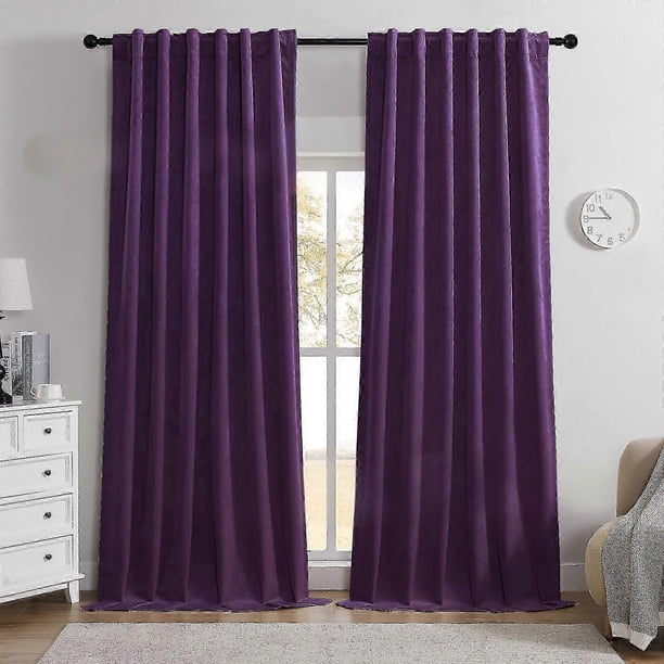 2025 Latest Model Purple Velvet Curtains 84 inches Long 2 Panels Set, Media Movie Theater Room