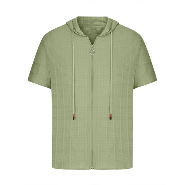 Dvkptbk Blouse à Capuche à Manches Courtes Mode Décontractée pour Hommes Blouse Ajustée à Manches Courtes en Solde