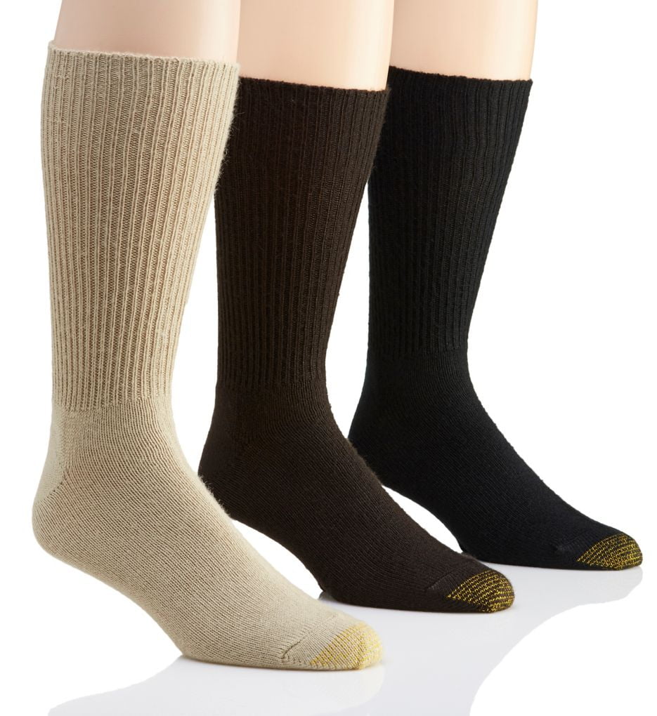 Assorted Colors 3 Pairs Gold Toe Men's Fluffies Casual Sock 