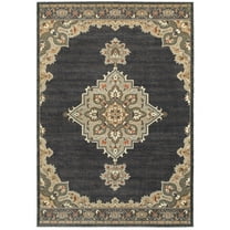 Minta Traditional Oriental Area Rug, Blue/ Grey, 6' x 9'