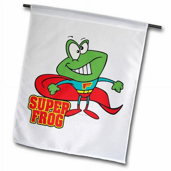 3dRose, Cute Super Frog Superhero Cartoon, 12 x 18 inch Garden Flag
