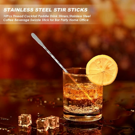 

10Pcs Thread Paddle Drink Stirrers Stainless Steel Coffee Beverage Swizzle Stick for Bar Party Home Office