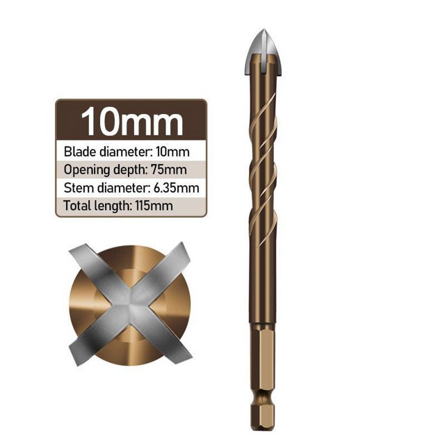 Cross Tile Bits Glass Ceramic Concrete Hole Opener Alloy 1/4\" Hex Shank 10mm