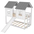 thumbnail image 6 of Twin over Twin House Bunk Bed with Slide and Windows,Wooden Bunk Bed Frame Ladder and Guardrails for Kids Teens Girls Boys,White, 6 of 7