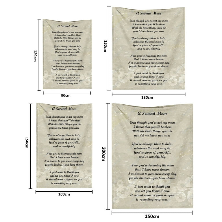 Mother's day gift,blanket for mom with love words and quotes and thanks  from son or daughter,perfect for seniors,seniors,older mothers/XS-100*150cm