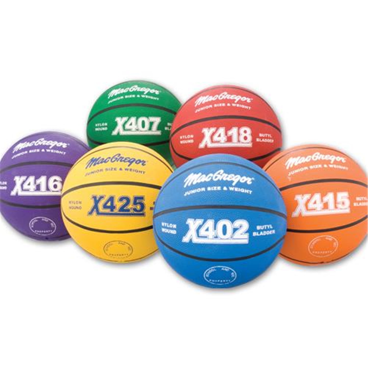 MacGregor® Indoor/Outdoor Basketball Junior Size (27.5") Rainbow Pack of 6