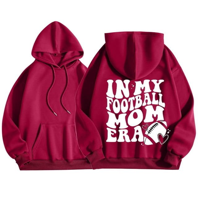 Chandail à Capuche Léger Décontracté pour Femmes Manches Longues Chandail avec Motif Graphique Imprimé Confortable Blouse de Football